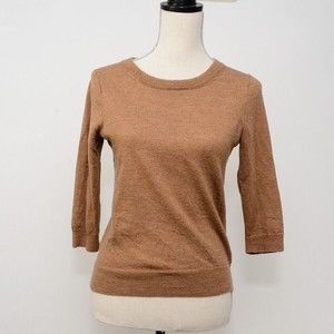 J CREW tan brown Merino Wool Crew Neck Sweater Medium 46725 Minimalist